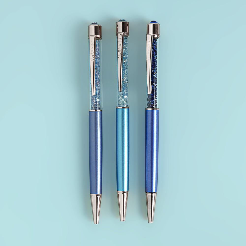 PENGEMS Favorite Blues Collection 3-pc Crystal Pen Set