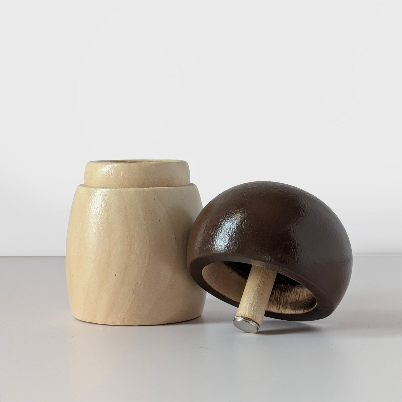 Hidden Hollow Wooden Mushroom Paperclip Holder