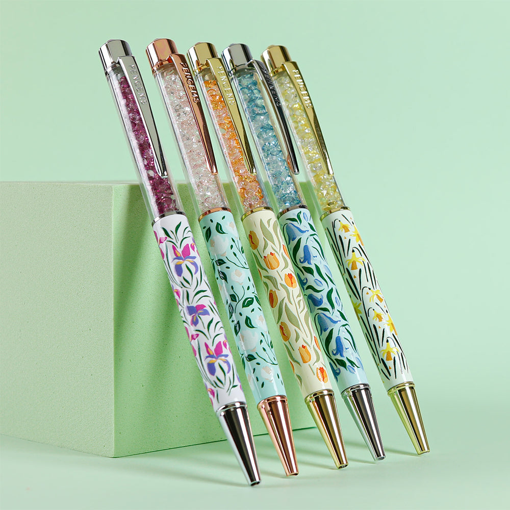 May Flowers 6-Piece Floral Crystal Pen Stationery Gift Set