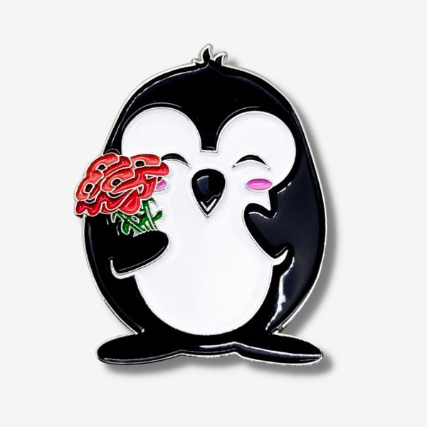 PENGEMS Roses Pippin Penguin Enamel Pin or Magnet