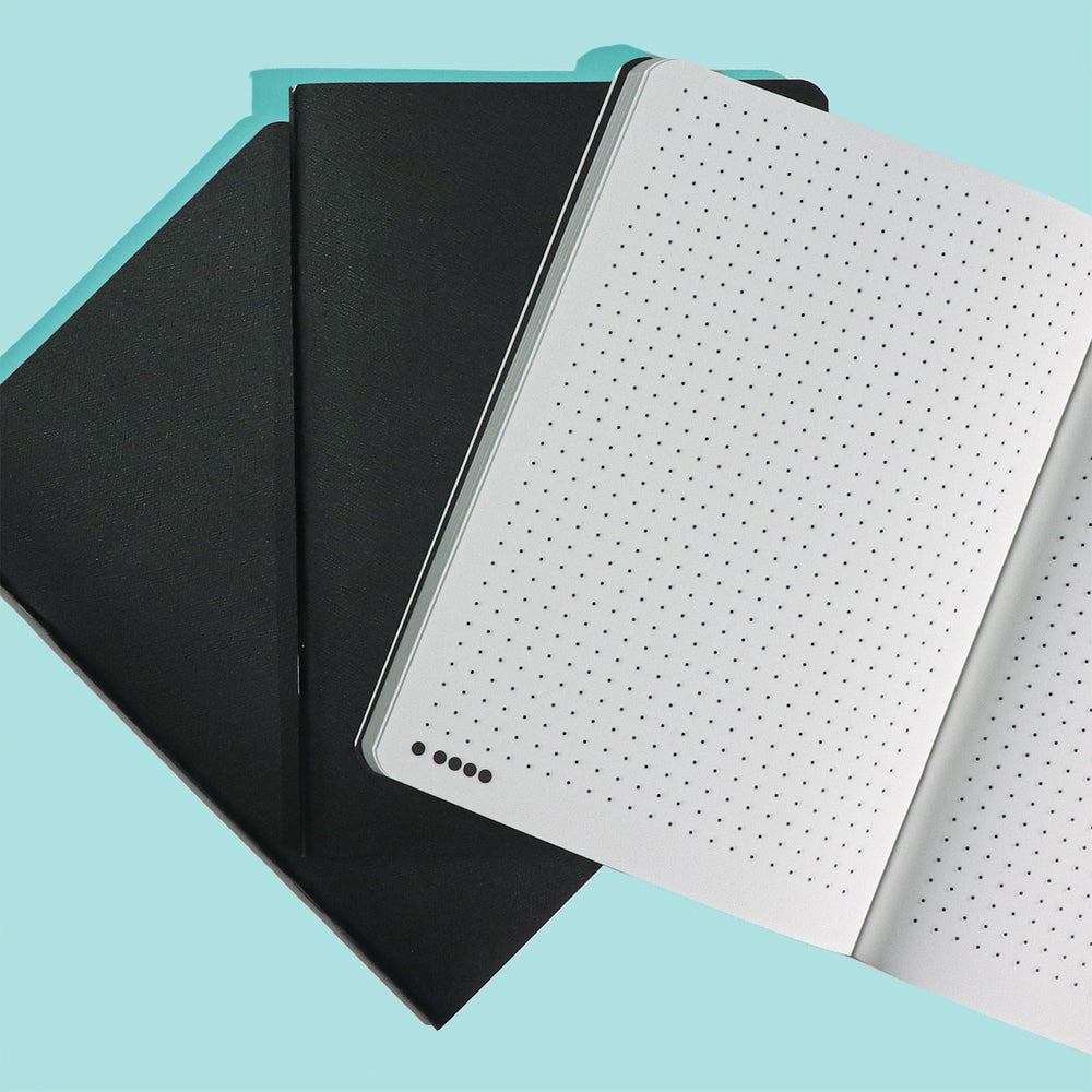 PENGEMS B6 Stone Paper Dot Grid 3-Pc Notebook Set Classic Black