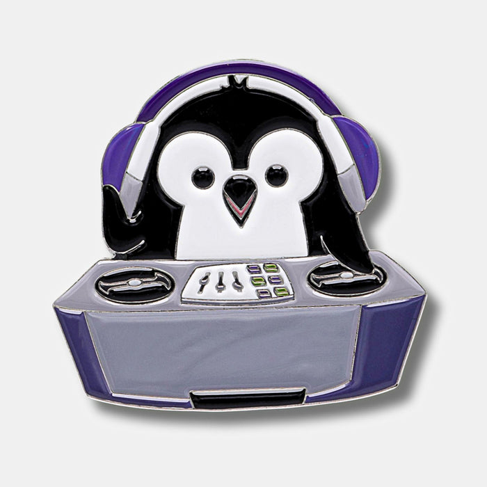 DJ Pippin penguin pin or magnet by PenGems