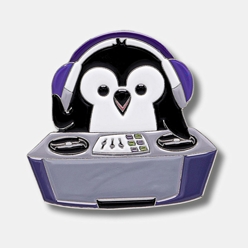 DJ Pippin Penguin Enamel Pin or Magnet
