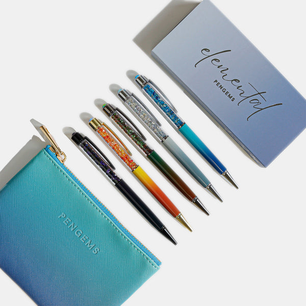 PENGEMS Elemental Collection 6-pc Crystal Pen Gift Set