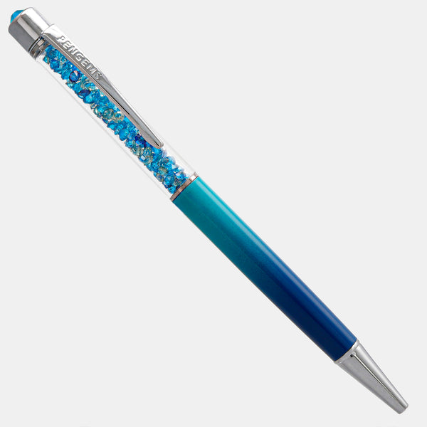 PENGEMS Ocean Water Element Elemental Collection Teal and Blue Crystal Pen
