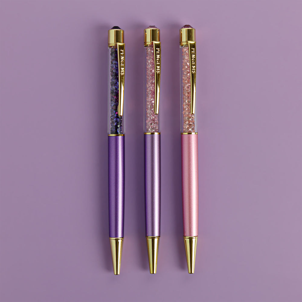 PENGEMS Favorite Purples Collection 3-pc Crystal Pen Set