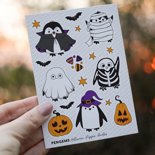 PENGEMS Halloween Pippin Doodles Sticker Sheet 5 x 7 in Matte Vinyl