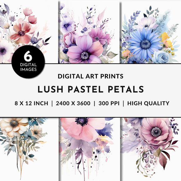 Lush Pastel Petals Highland Meadow Digital Download Bundle 6-Pack