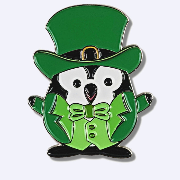 Leprechaun Pippin penguin pin or magnet by PenGems