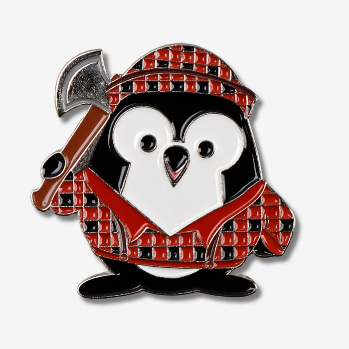 Lumberjack Pippin penguin pin or magnet by PenGems