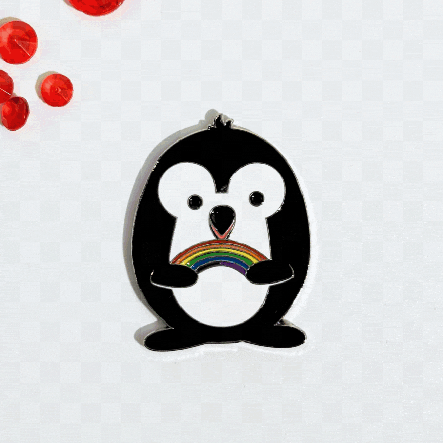 PENGEMS Rainbow Pippin Penguin Enamel Pin or Magnet