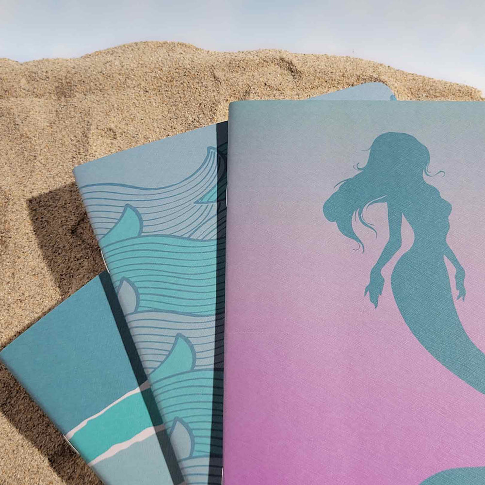 A5 Stone Paper Notebook 3-pc Set Making Waves Mermaid