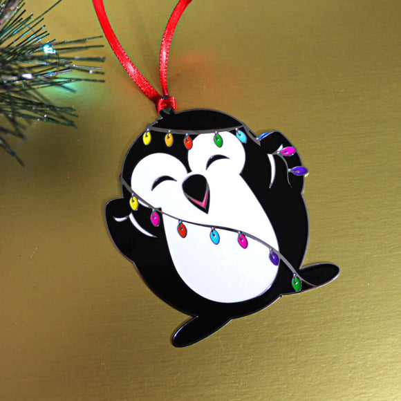 PENGEMS Pippin Penguin Ornament | Christmas Lights