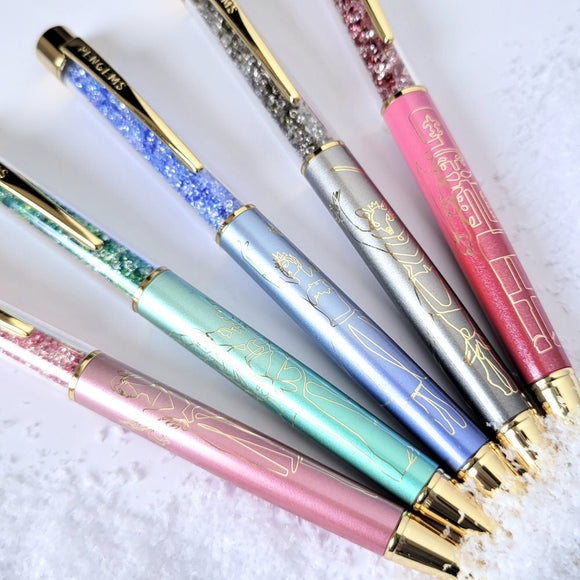 Monday through Sunday Glitter Pen Set | Bad Word Pens | Glitter Pens |  Black Ink Pens | Weekly Glitter Pens