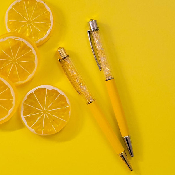 PENGEMS Lemon Twist Yellow Crystal Pen