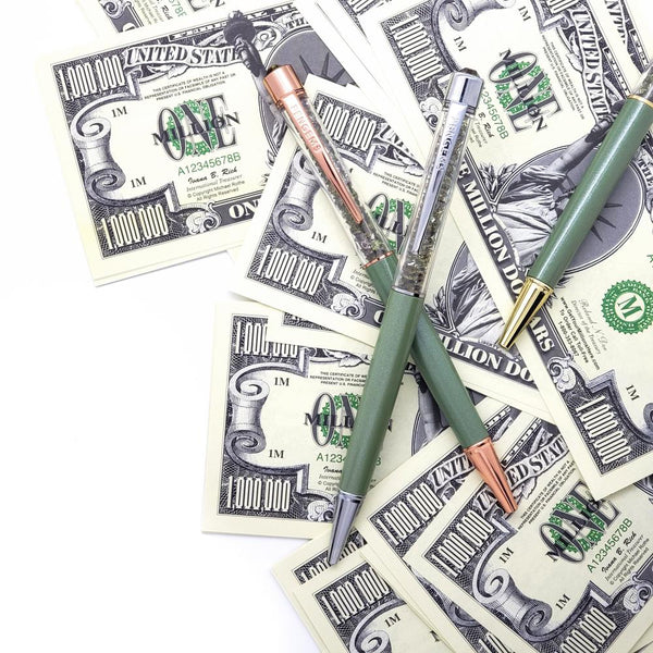 PENGEMS Millionaire Money Olive Green Crystal Pen