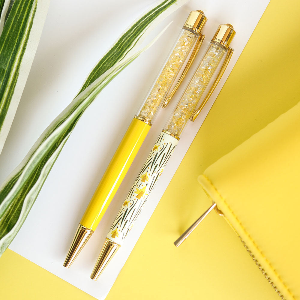 PENGEMS Daffodils May Flowers Collection Yellow Floral Crystal Pen