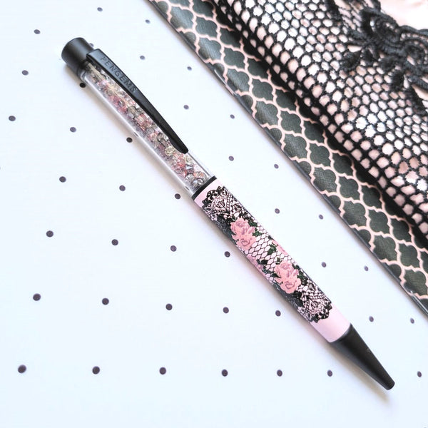 PENGEMS Femme Fatale Love Affair Collection Pink Lace Crystal Pen