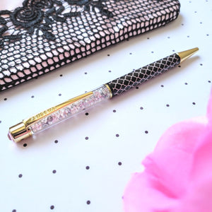 PENGEMS High Maintenance Love Affair Collection Black and Pink Crystal Pen